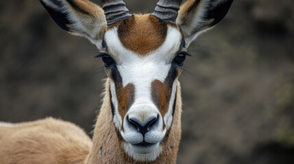 Closeup of a pronghorn lowering its head its dark eyes ly visible behind long fluttering lashes