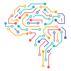 Human brain with circuit. Artificial intelligence concept. Vector illustration for your design