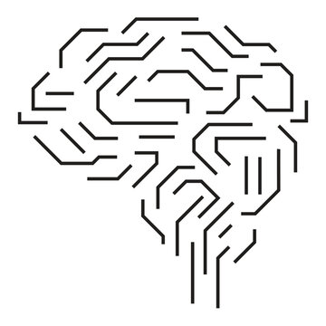 Human brain with circuit. Artificial intelligence concept. Vector illustration for your design