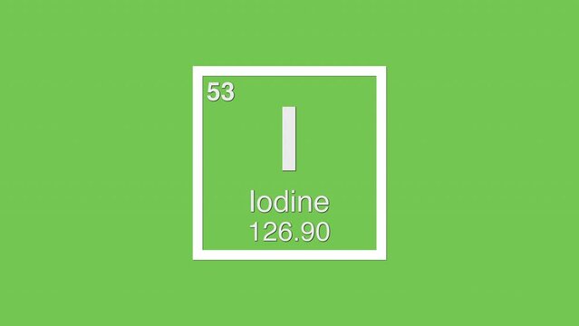 53 iodine i white title element graphic periodic table chroma green screen