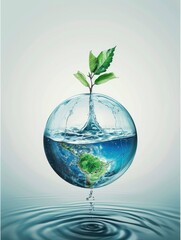 World water day Poster design, realistic, HD, copy space - generative ai