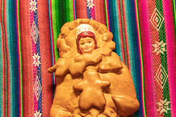 image of a human face made of bread, as an Aymara cultural manifestation