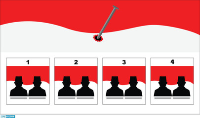 Indonesia Election Day concept.  (translation text kpu, pilpres, serentak PEMILU = election). 3D Render - obrazy, fototapety, plakaty