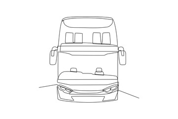 Obraz premium Continuous one line drawing Modern Bus. Land transportation concept. Doodle vector illustration.