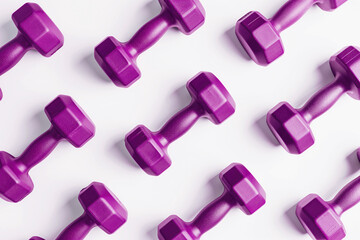 pink dumbbell repeating pattern on white background
