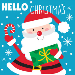 Christmas Card with Cute Santa Claus