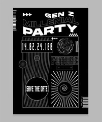 gen z millenial party brutalism poster background design