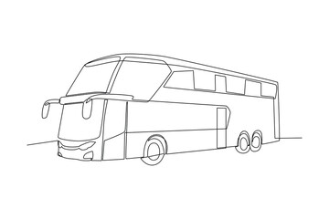 Continuous one line drawing Modern Bus. Land transportation concept. Doodle vector illustration.