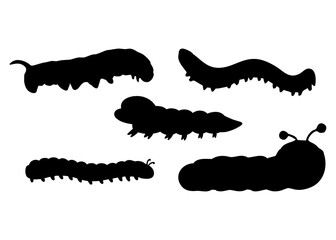 silhouette of a black caterpillar running