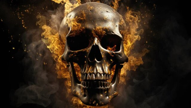 Skull covered in billowing smoke, video loop