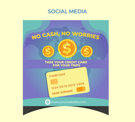 CREDIT CARD FINANCIAL FLYER SOCIAL MEDIA POST, VECTOR ILLUSTRATION