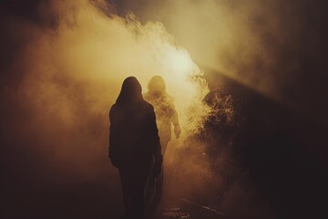 Obraz premium silhouette of a person in a fog