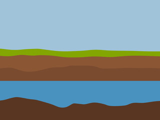Obraz premium Geological subsurface. Layered soil and groundwater
