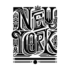 "Design 'NEW YORK' lettering in early 20th-century vintage style, suitable for t-shirts, stickers, posters. Blend historical charm with modern appeal, embodying New York's timeless spirit."