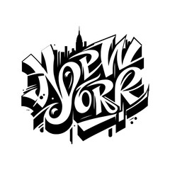 Design “NEW YORK” in Graffiti Style For T-Shirts, Stickers, Posters. Capture New York's Urban Vibe In A Bold, Artistic, and Versatile Design."