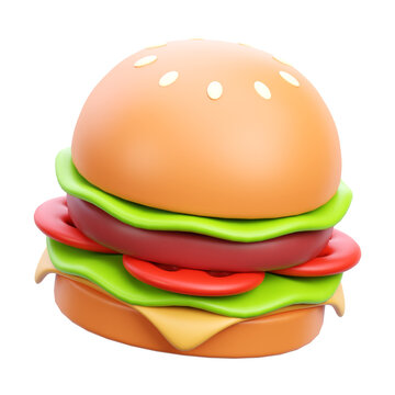 3d render hamburger on white background