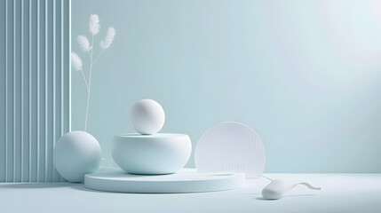 White Vase on Table Next to Radiator, Simple and Elegant Home Decor. Podium background for product mockup