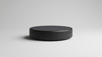 Black Container on White Surface, Simple and Striking Contrast. Podium background for product mockup