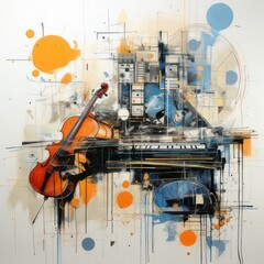 abstract art illustration of musical instruments
