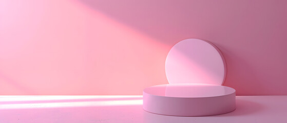 White Toilet on Pink Floor, A Pristine Bathroom Fixture in a Feminine Setting. Podium background for product mockup