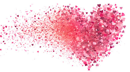 Heart shape with pink confetti splash on background.