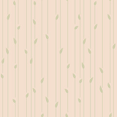green leaves branches. beige repetitive background. vector seamless pattern. fabric swatch. wrapping paper. continuous design template for textile
