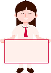 Elementary Student Holding White Board