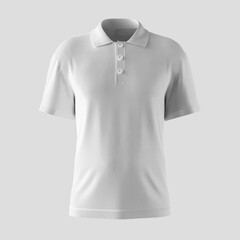 front view polyester uniform casual male fit polo jersey shirt garment with collar realistic mockup isolated 3d rendering illustration isolated
