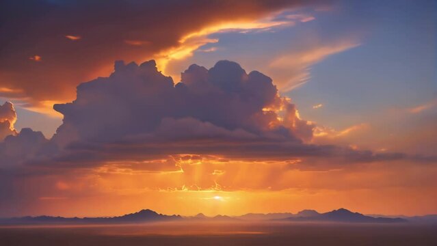 sundown clouds casting warm hues over a vast desert landscape. ai generative