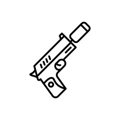 Gun outline icons, weapon minimalist vector illustration ,simple transparent graphic element .Isolated on white background