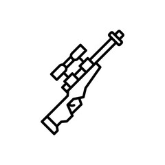 Sniper rifle outline icons, weapon minimalist vector illustration ,simple transparent graphic element .Isolated on white background