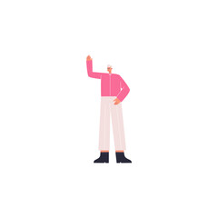 pose of people going to work in pink clothes person