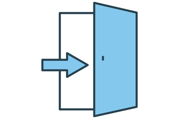 exit door icon. icon related to public navigation. flat line icon style. element illustration