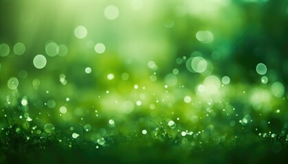 Neon Green Abstract Sparkles Bokeh Background.