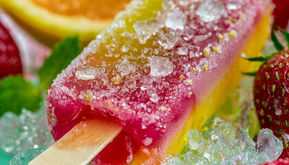 Popsicle Macro Shot with Ice Crystals