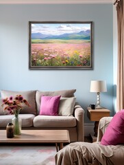 Pastoral Countryside Meadows Botanical Wall Art - Wildflower Scenic Vista Wall Art - Tranquil beauty of the natural meadows and wildflowers