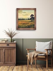 Pastoral Countryside Meadows: Vintage Art Print, Rustic Wall Decor, Country Painting