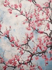 Picturesque Blossom:  Elevated Cherry Blossoms Plateau Art in Nature Print