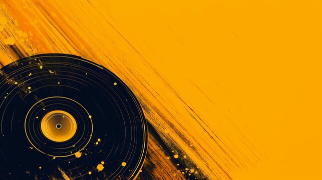 record table yellow background banner cracked mud audiophile orange nouvelle vague streaming round cropped gold black jazz