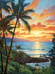 Radiant Hawaiian Sunsets: Valley Landscape, Island Views, Rolling Hills Art