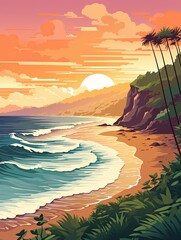 Retro Surf Beach Vibes: Valley Landscape with Beach Valley Scene