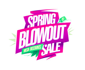 Spring blowout sale, mega discounts vector banner design - obrazy, fototapety, plakaty