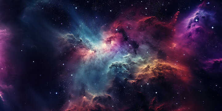 Endless universe with stars and galaxies in outer space. Cosmos art.