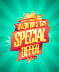 Valentine's day special offer poster with golden hearts