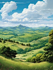 Obraz premium Rolling Countryside Hills: Preserved Beauty of Hilly Landscapes - National Park Art Print