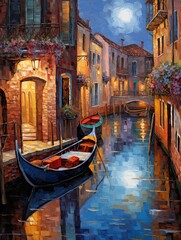Romantic Venetian Canals Print: Coastal Art of Italy's Water Streets