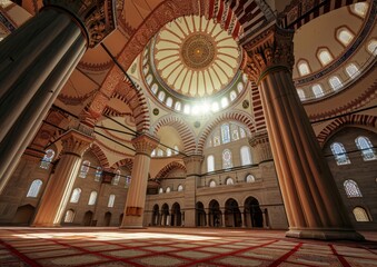 Fototapeta na wymiar Beautiful photos of the mosque's magnificent interiors