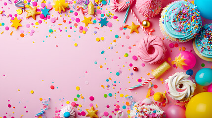A vibrant display of sugary treats adorned with a rainbow of food coloring, sprinkles, and nonpareils, ready to add sweetness and joy to any celebration