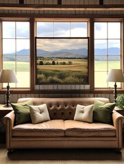 Rustic Farmhouse Vistas: Panoramic Landscape View of Wide Farm Views