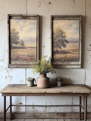 Rustic Farmhouse Vistas: Vintage Countryside Art with Wall-Worthy Landscape